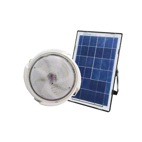 biały plafon LED z panelem solarnym i pilotem