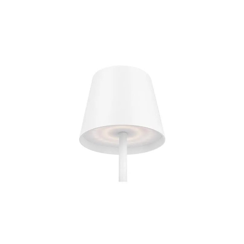 Biała lampa stołowa LED Solio 4000K z aluminiową podstawą i kloszem