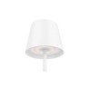 Biała lampa stołowa LED Solio 4000K z aluminiową podstawą i kloszem