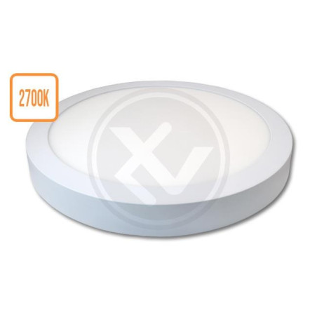 Okrągły biały panel LED natynkowy z ciepłym światłem 2700K o mocy 24W