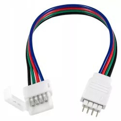 biała złączka zatrzaskowa do taśmy LED 10 mm z czterema wyprowadzeniami przewodów