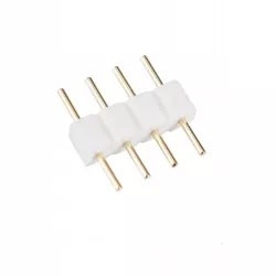 złączka dwustronna 4 pin do taśm LED, biały plastik, metalowe piny