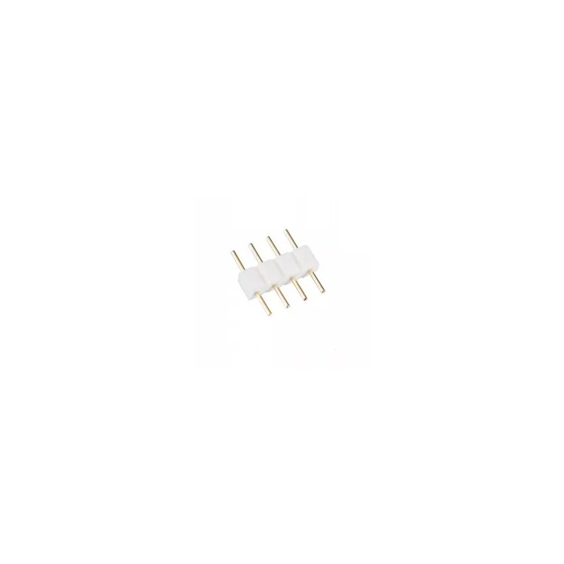 złączka dwustronna 4 pin do taśm LED, biały plastik, metalowe piny