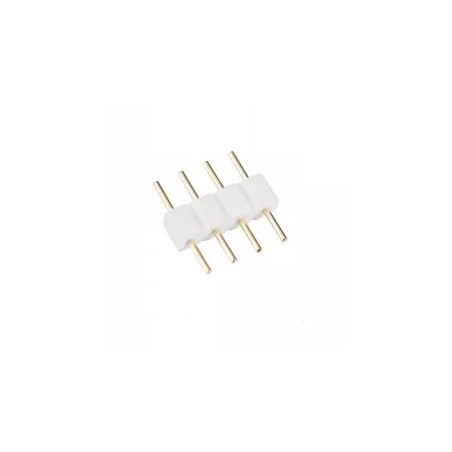 złączka dwustronna 4 pin do taśm LED, biały plastik, metalowe piny
