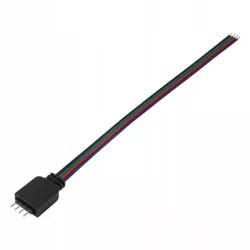 złączka do taśmy LED 10 mm z przewodami RGB, czarna obudowa, przewody kolorowe RGB