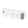 Sterownik LED 5in1 RF biały obudowa z oznaczeniami technicznymi i złączami