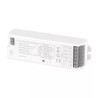 Sterownik LED 5in1 RF biały obudowa z oznaczeniami technicznymi i złączami