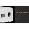 Sterownik LED 5in1 RF biały obudowa z oznaczeniami technicznymi i złączami