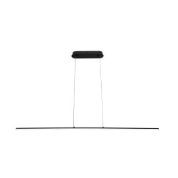 Lampa wisząca LED czarna matowa, smukła, długa, zawieszona na linkach