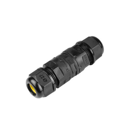 czarne złącze kablowe hermetyczne IP68 z nakrętkami i oznaczeniami 5x2,5 mm2