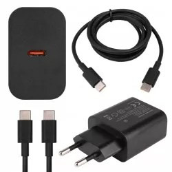 Czarny zasilacz USB-C Quick Charge 20W z widocznym portem USB-C i wtyczką do gniazdka
