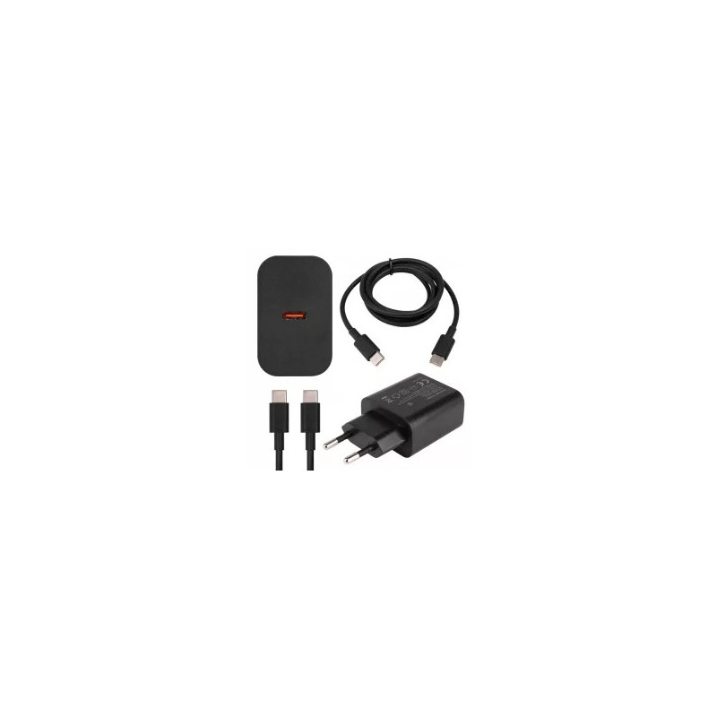 Czarny zasilacz USB-C Quick Charge 20W z widocznym portem USB-C i wtyczką do gniazdka