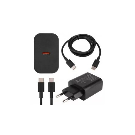 Czarny zasilacz USB-C Quick Charge 20W z widocznym portem USB-C i wtyczką do gniazdka
