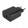 Czarny zasilacz USB-C Quick Charge 20W z widocznym portem USB-C i wtyczką do gniazdka