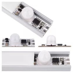 Włącznik LED z czujnikiem ruchu PIR na płytce PCB do montażu w profilu aluminiowym