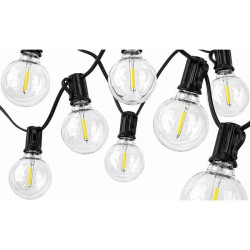 Girlanda LED z 25 kulistymi żarówkami na czarnym przewodzie
