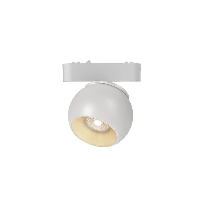 biała matowa lampa LED do systemu tracklight, kula z elementem montażowym