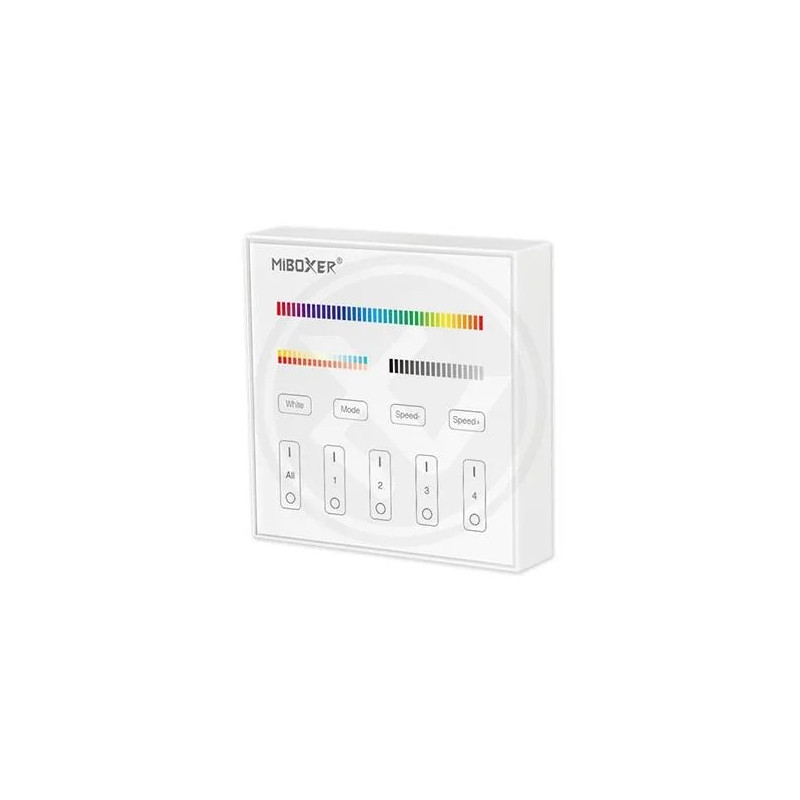 biały pilot dotykowy RGB+CCT z 4 strefami i przyciskami