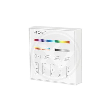biały pilot dotykowy RGB+CCT z 4 strefami i przyciskami
