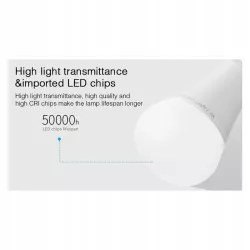 Biała żarówka LED z gwintem E27 o kształcie tradycyjnej żarówki, oznaczenie RGB+CCT