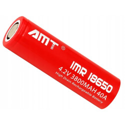 Czerwone ogniwo litowo-jonowe 18650 3800mAh 4,2V wraz z opakowaniem