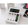 Biała ładowarka do akumulatorków AA i AAA z 4 akumulatorkami AAA i kablem USB-C