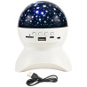 biały projektor gwiazd lampka nocna z głośnikiem bluetooth i portami USB