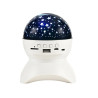biały projektor gwiazd lampka nocna z głośnikiem bluetooth i portami USB