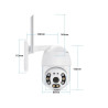 Biała obrotowa kamera zewnętrzna WiFi z antenami i smartfonem z aplikacją do monitoringu