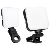 Czarna mini lampa LED RGB z klipsem i gwintem 1/4 cala, świecąca kolorowym światłem