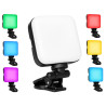 Czarna mini lampa LED RGB z klipsem i gwintem 1/4 cala, świecąca kolorowym światłem