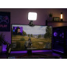 Czarna mini lampa LED RGB z klipsem i gwintem 1/4 cala, świecąca kolorowym światłem