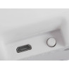 Lampka nocna LED w kształcie białego królika z pilotem i kablem USB oraz przykłady kolorów światła