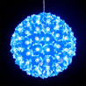 Niebieska kula świąteczna LED o średnicy 20 cm z 200 diodami LED i przezroczystymi kwiatowymi elementami