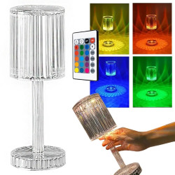 Przezroczysta lampka stołowa LED RGB z pilotem i podświetleniem w różnych kolorach