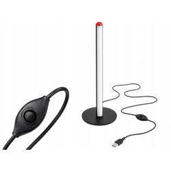 czarna lampka stojąca LED 50 cm z podstawą i kablem USB, trzy różne barwy światła