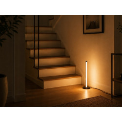 czarna lampka stojąca LED 50 cm z podstawą i kablem USB, trzy różne barwy światła