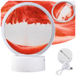 Czerwona lampa piaskowa LED RGB na białej podstawie z kablem USB