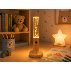 Lampka nocna LED jasny brązowa z czujnikiem ruchu i przezroczystą częścią z bąbelkami