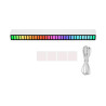 Biała listwa LED RGB z kolorowymi diodami, stojąca na podstawce z kablem USB-C