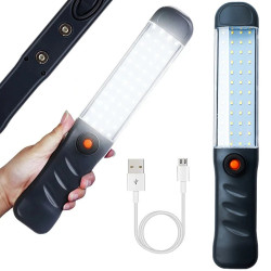 Czarna latarka warsztatowa LED 48 diod z hakiem i kablem USB