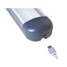 Czarna latarka warsztatowa LED 48 diod z hakiem i kablem USB