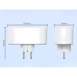 Białe podwójne gniazdko elektryczne WiFi z przyciskiem i aplikacją na smartfonie