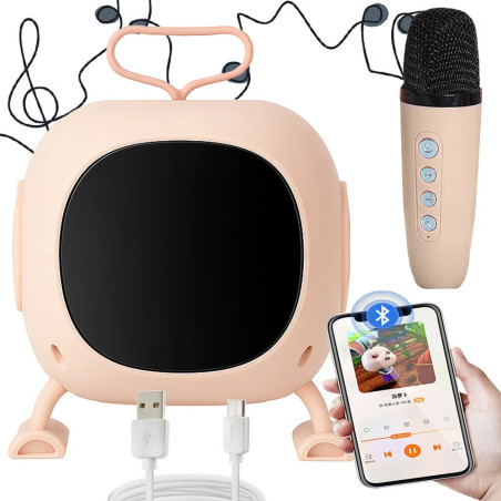 Wielokolorowy głośnik Bluetooth karaoke z mikrofonem i podświetleniem LED RGB w kształcie kwadratów