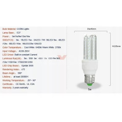 Żarówka LED Corn 9 W z gwintem E27 o przezroczystej obudowie