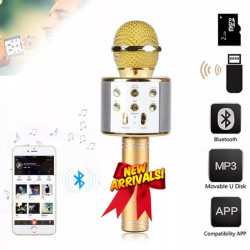 Bezprzewodowy mikrofon karaoke Bluetooth 5.0 w kolorze złotym, różowym i czarnym