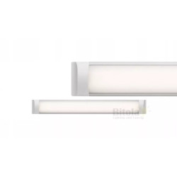 Biały plafon LED natynkowy o długości 120 cm, świecący światłem o regulowanej barwie