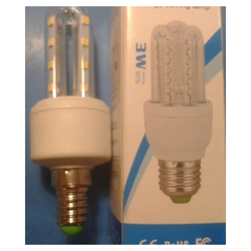 biała żarówka LED Corn z gwintem E14 i widocznymi diodami LED