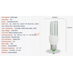 biała żarówka LED Corn z gwintem E14 i widocznymi diodami LED