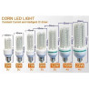 Żarówka LED typu Corn z gwintem E27, moc 16W, ciepłe światło, konstrukcja z widocznymi diodami